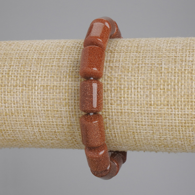 Bransoletka z awenturynem, złoty piasek, cylindryczne koraliki, średnica 14×10 mm, długość 18 cm, elastyczna