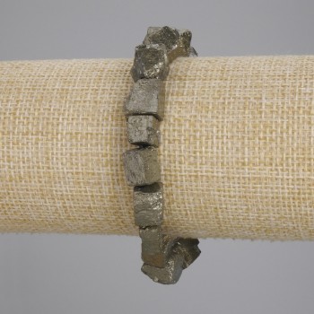 Bransoletka z pirytu, nieobrobione kamienie, średnica 6–14×6–8 mm, długość 18 cm ±, elastyczna