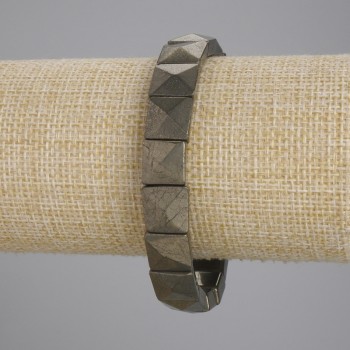 Bransoletka z fasetowanego pirytu, ogniwa 11 × 11 mm, długość 18 cm, elastyczna