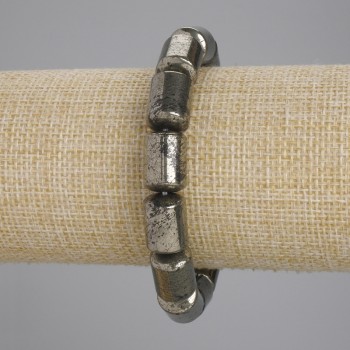 Bransoleta z pirytu w cylindrach, średnica 14×10 mm, długość 18 cm, elastyczna