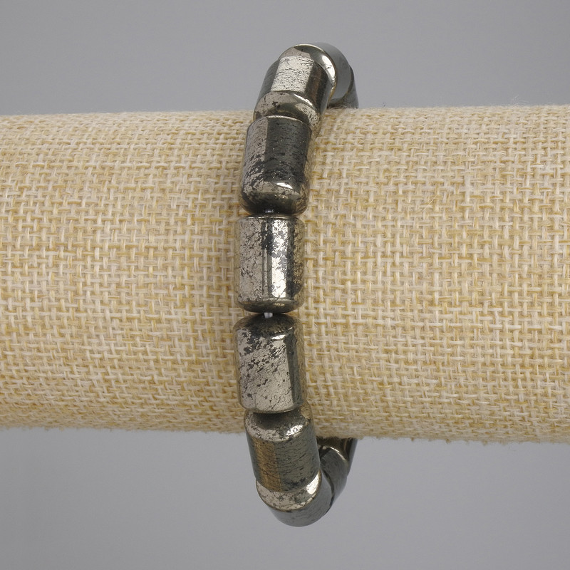 Bransoleta z pirytu w cylindrach, średnica 14×10 mm, długość 18 cm, elastyczna