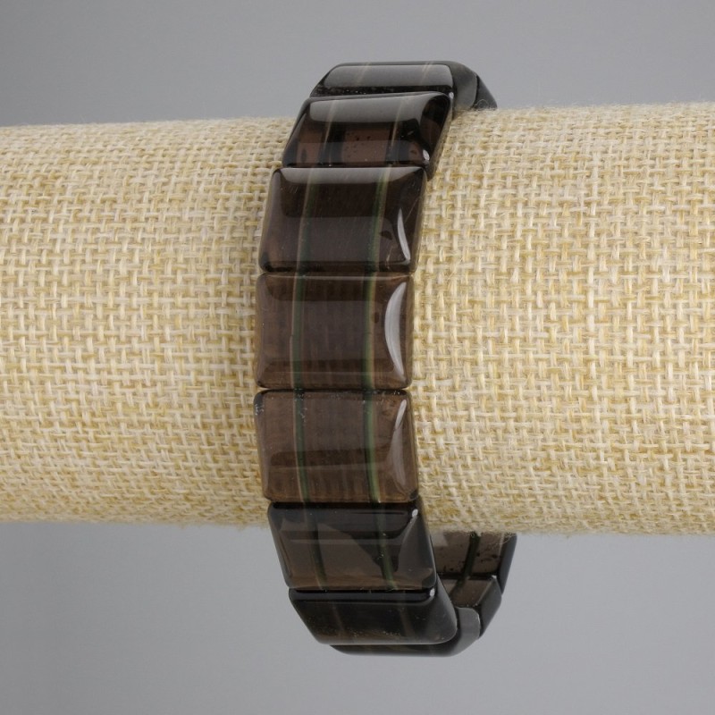 Bransoletka z topazu dymnego, gładkie ogniwo, średnica 18x13 mm ±, długość 18 cm ±, elastyczna