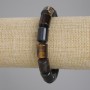 Bransoletka z tygrysiego oka, byczego oka i sokolego oka – cylindryczne koraliki o wymiarach ok. 14×10 mm, długość ok. 18 cm, elastyczna