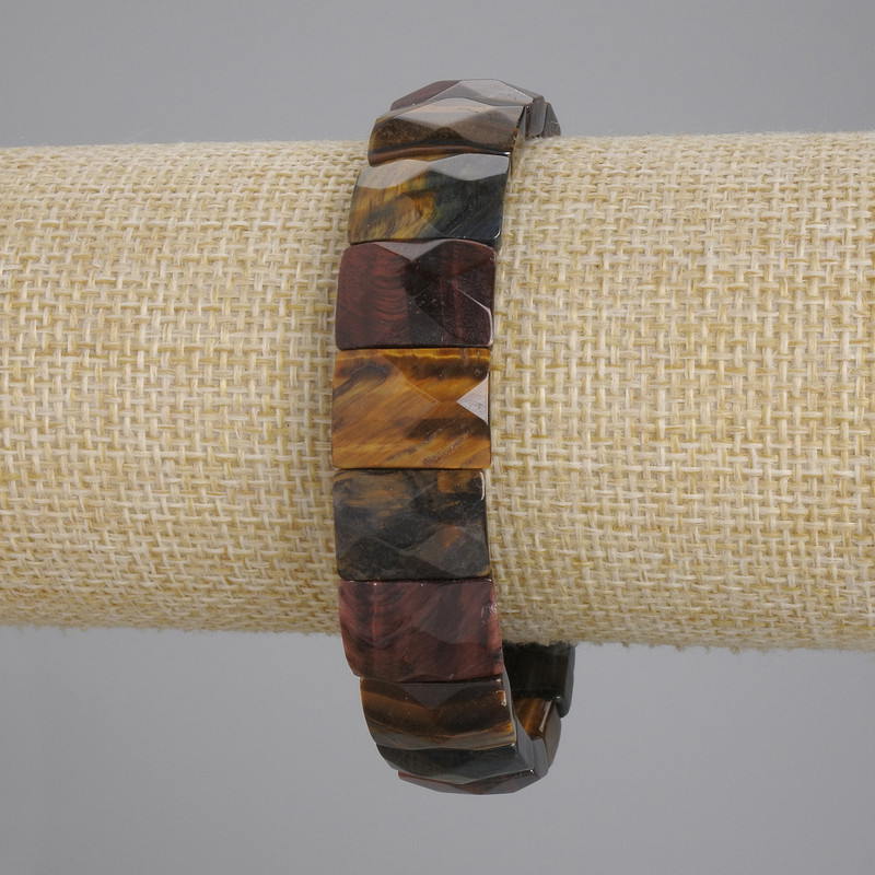 Bransoletka z tygrysiego oka, byczego oka i sokolego oka, fasetowane ogniwo, średnica 15×11 mm+-, długość 18 cm+-