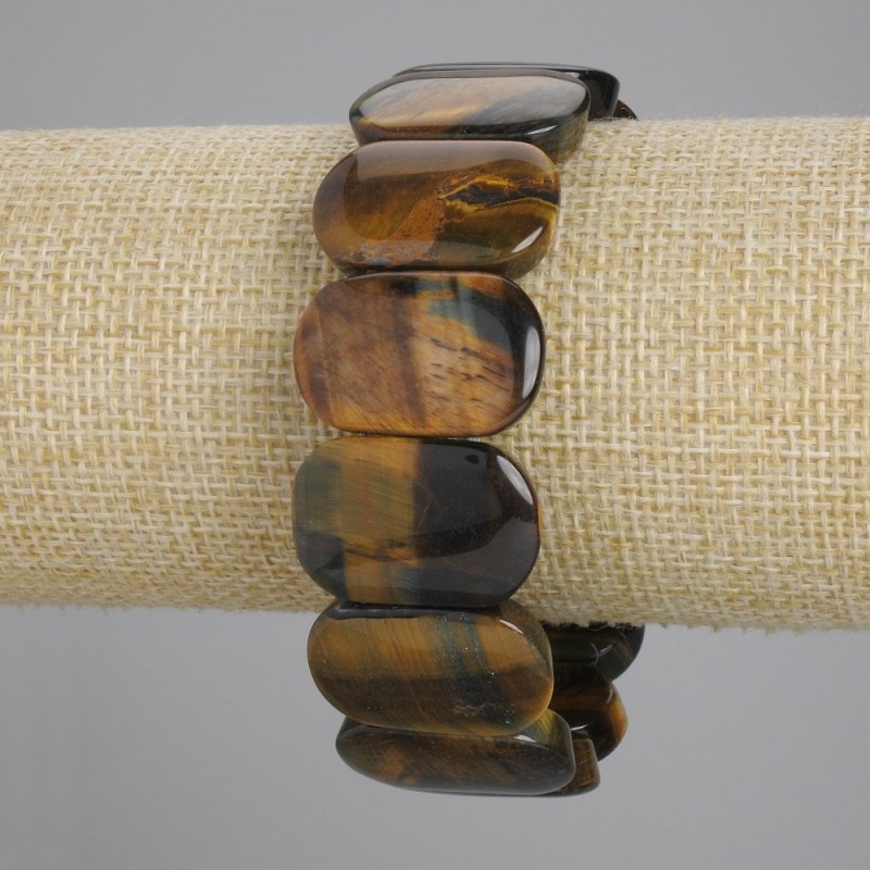 Bransoletka z Tygrysiego Oka i Sokolego Oka, gładkie ogniwo, średnica 24×16 mm, długość 18 cm, elastyczna