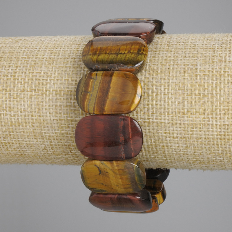 Bransoletka z tygrysiego oka, byczego oka i sokolego oka, gładkie ogniwa łańcucha, średnica 24 × 16 mm, długość 18 cm, elastyczna