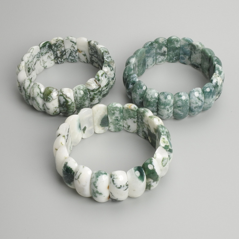 Bransoletka z agatem mszystym, średnica 25×11 mm, długość 18 cm, elastyczna