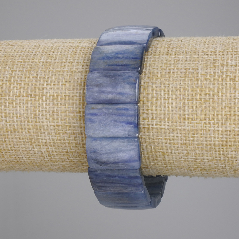 Bransoletka z naturalnego kianitu – gładkie ogniwa, średnica 18×12 mm, długość 18 cm, elastyczna