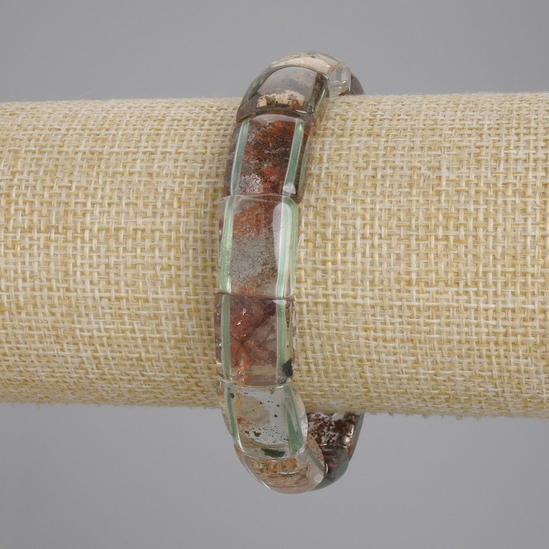 Bransoletka z naturalnego kamienia – agat mechowy, ogniwo o średnicy 15×12 mm, długość 18 cm, elastyczna