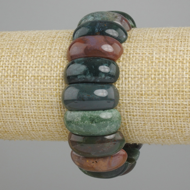 Bransoletka z jaspisu, gładkie ogniwa, średnica 25×11 mm ±, długość 18 cm ±, na elastycznej bazie