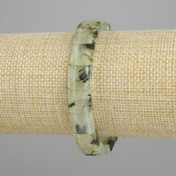 Bransoletka z fasetowanego prenitu, kwadratowego kształtu, średnica 10,5–11 × 10,5–11 mm ±, długość 18 cm ±, na elastycznej gumce