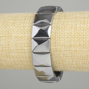 Bransoletka z terahercu, fasetowane ogniwo, średnica 16×12 mm, długość 18 cm, elastyczna