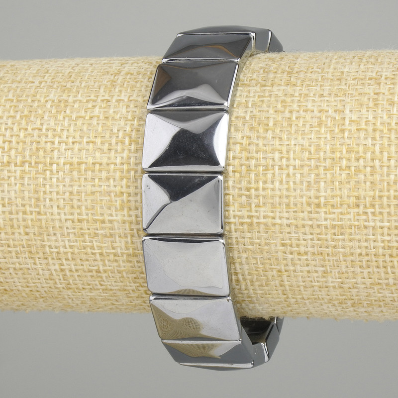 Bransoletka z terahercu, fasetowane ogniwo, średnica 16×12 mm, długość 18 cm, elastyczna