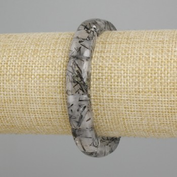 Bransoletka z naturalnego kamienia – kwarc rutylowy włosisty, gładkie ogniwo, średnica 16-17×10-11 mm, długość 18 cm ±, elastyczna