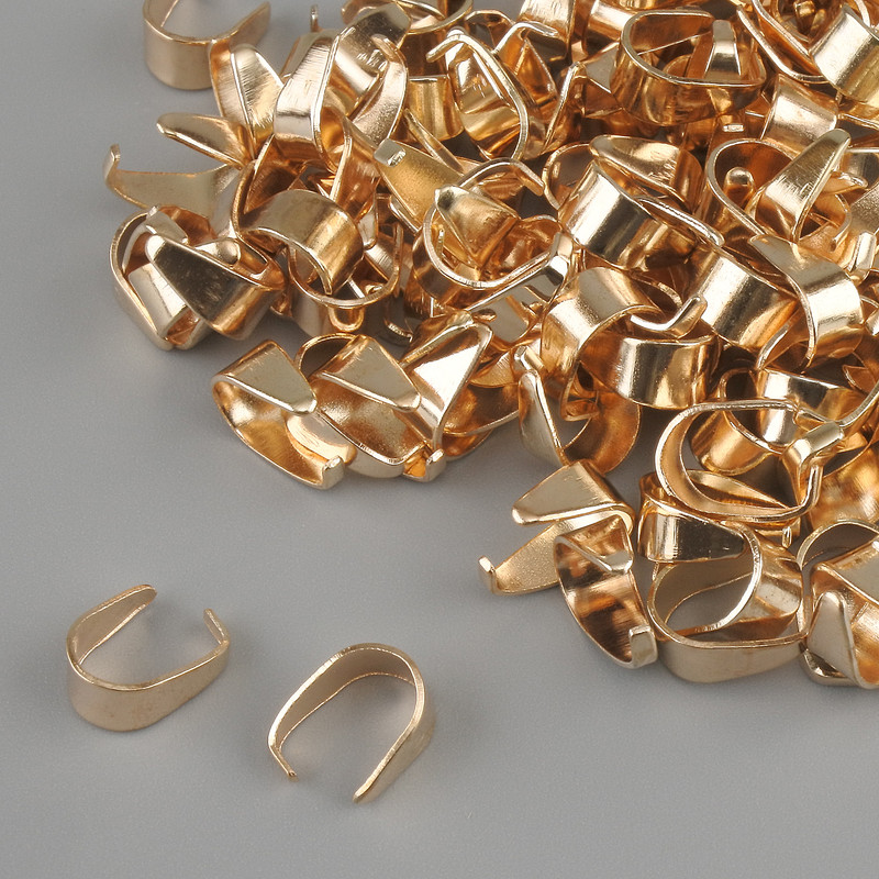 Furnitura jubilerska – uchwyt do zawieszki, średnica około 4 mm ±, długość około 8 mm ±, złoty kolor metalu, opakowanie 22 g +