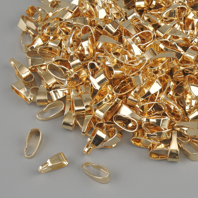 Furnitura jubilerska – uchwyt do zawieszki, średnica około 3 mm, długość około 7 mm, złoty kolor metalu, opakowanie 18 g +