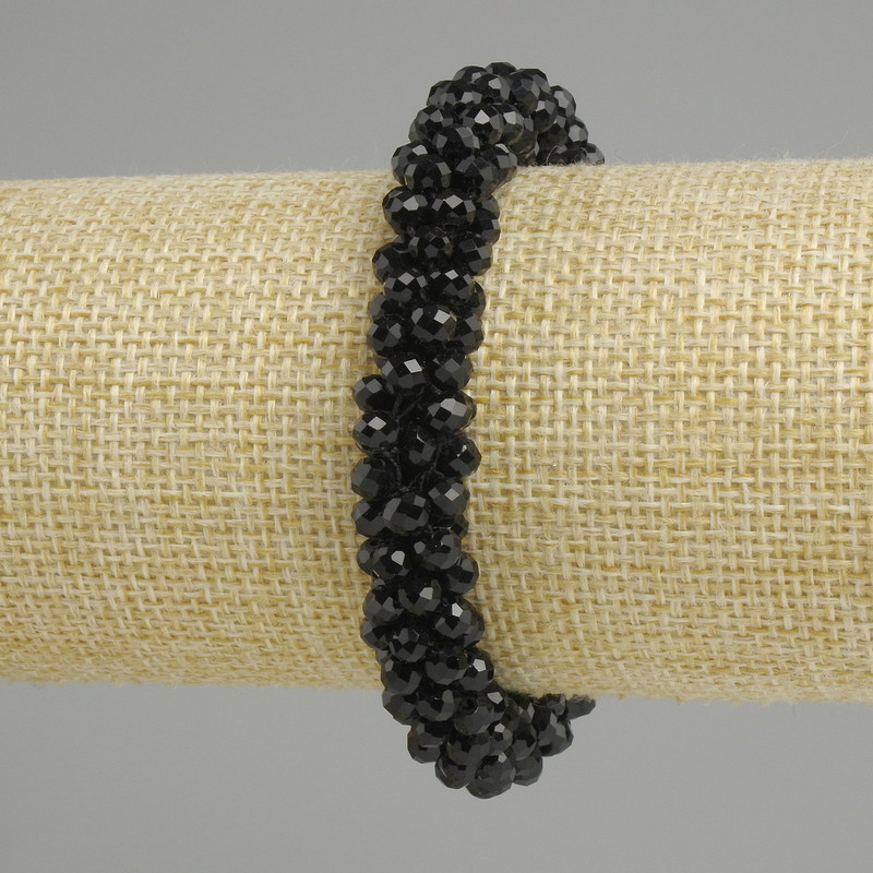 Bransoletka sznurkowa z czeskim kryształem fasetowanym rondlem o wymiarach 3,5×4 mm, długość 18 cm (elastyczna)
