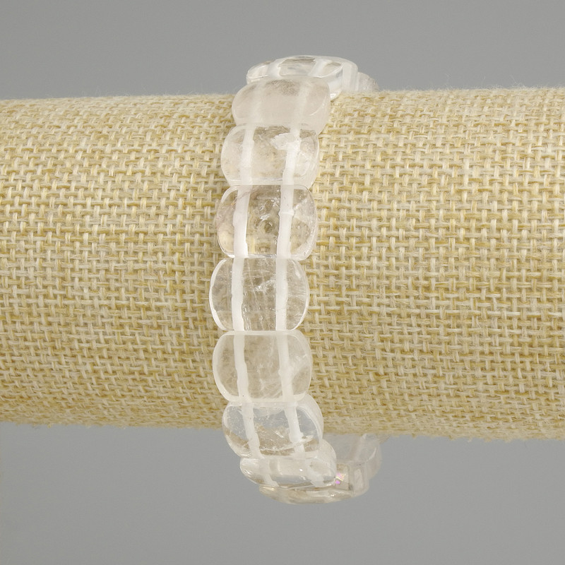 Bransoletka z kryształu górskiego, szlifowane ogniwa, średnica 14×10 mm ±, długość 18 cm (rozciągliwa)