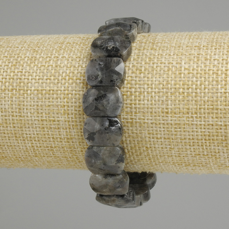 Bransoletka z labradorytu, fasetowane ogniwo, średnica 14×10 mm, długość 18 cm (elastyczna)