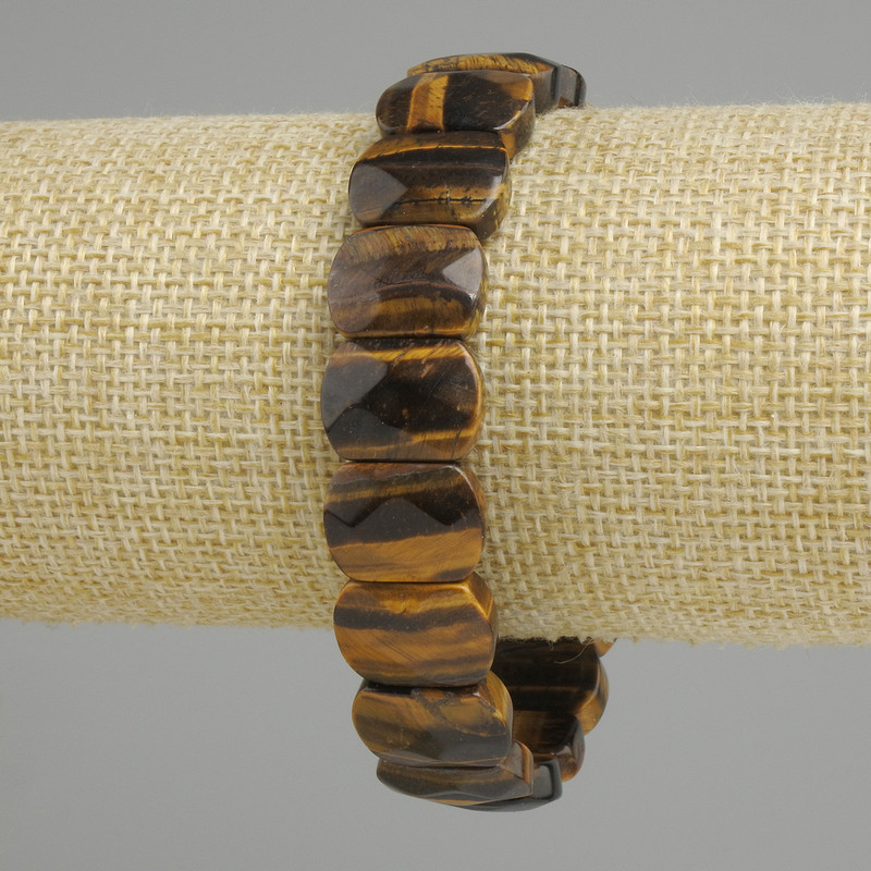 Bransoletka z tygrysiego oka, fasetowane ogniwo, średnica 15×10 mm, 5–11 mm ±, długość 18 cm (elastyczna)