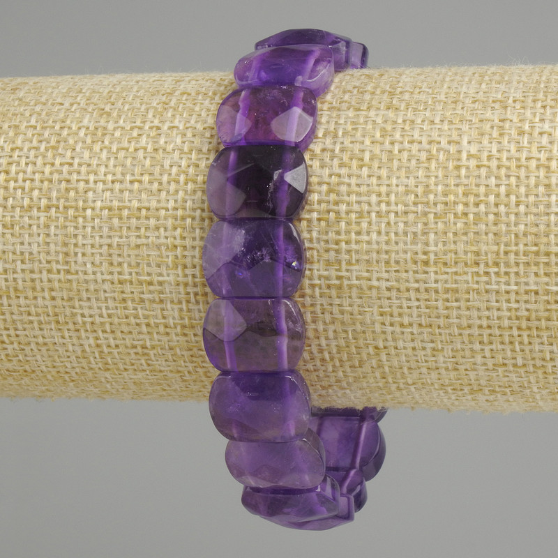 Bransoletka z fasetowanego ametystu, ogniwo 15×11 mm, długość 18 cm (na elastycznej podstawie)
