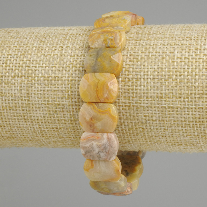 Bransoletka z fasetowanego jaspisu, ogniwa 14×11 mm, długość 18 cm (rozciągliwa)