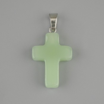 Wisiorek krzyż nefryt 25×18 mm±, długość 35 mm±