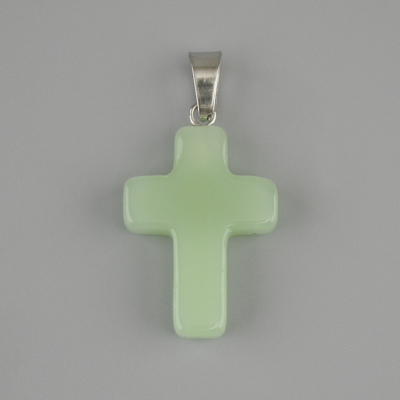 Wisiorek krzyż nefryt 25×18 mm±, długość 35 mm±