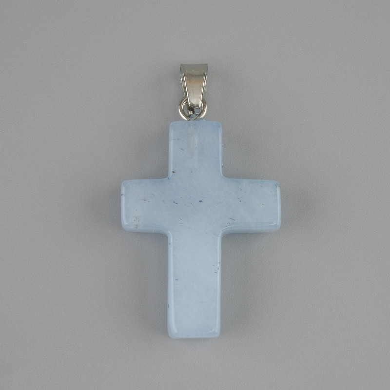 Wisiorek-krzyż z akwamarynu 25×18 mm, długość 36 mm+