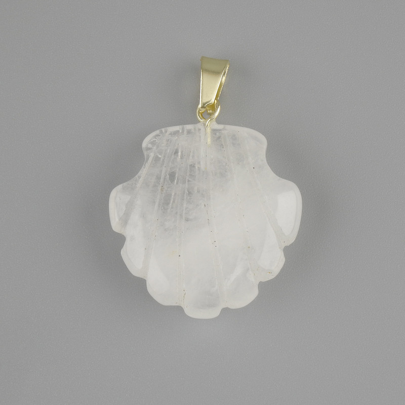 Wisiorek Muszla z górskiego kryształu 22×22 mm, długość 30 mm