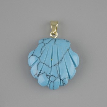 Wisiorek Muszla Turkus 22×22×mm±, długość 30 mm+