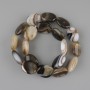 Koraliki agatowe owalne, płaskie 19,5–20 × 15 mm, długość około 39 cm na nici