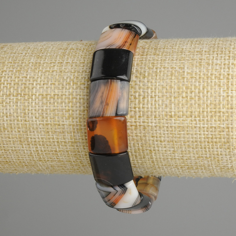 Bransoletka z agatu Botswana, gładkie ogniwo, średnica 15×12–13 mm, długość 18 cm, elastyczna