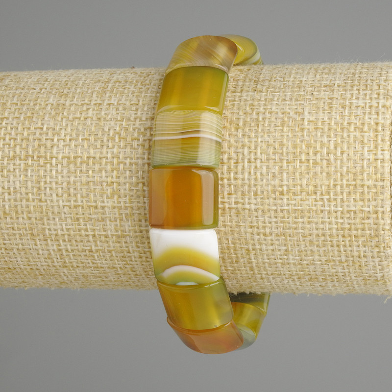 Bransoletka z agatu, gładkie ogniwa, średnica 15×12 mm, 5–13 mm ±, długość 18 cm ±, na elastycznej gumce