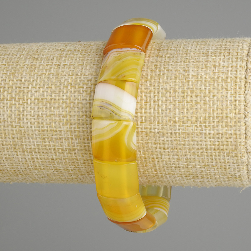 Bransoletka agat, gładkie ogniwo, średnica 15×12–13 mm, długość 18 cm, elastyczna