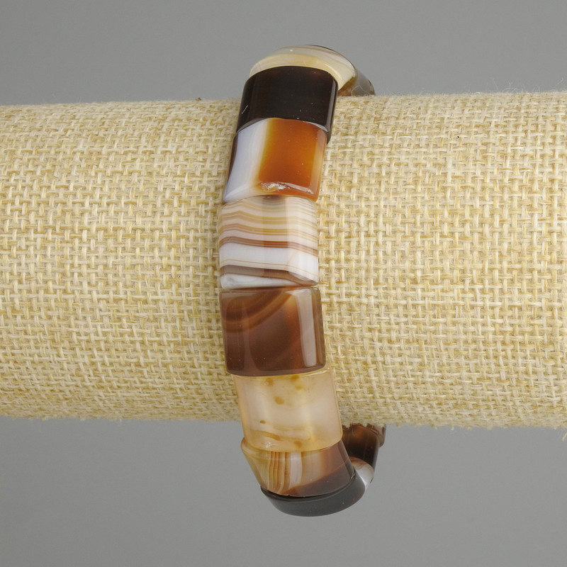 Bransoletka z agatu, gładkie ogniwo, średnica 15×12 mm, 5–13 mm ±, długość 18 cm ±, elastyczna