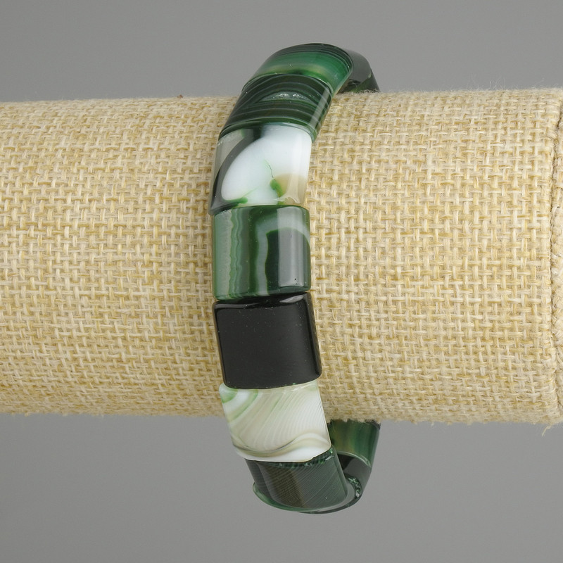 Bransoletka z agatu, gładkie ogniwo, średnica 15×13 mm, długość 18 cm ± elastyczna