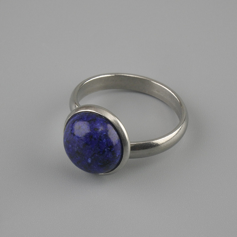 Pierścionek z lazurytem 12 mm +- bez, rozmiary: srebrzysty metal