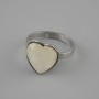Pierścionek z masą perłową w kształcie serca, 13 × 13 mm ± bez kamienia, metal srebrzysty