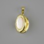 Wisiorek pod zdjęcie z masą perłową, średnica 21×16 mm, długość około 31 mm, złoty metal