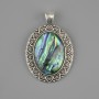 Wisiorek z haliotis 44×28 mm ± metal w kolorze srebra