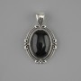 Wisiorek agat czarny 34×21 mm +- srebrzysty metal
