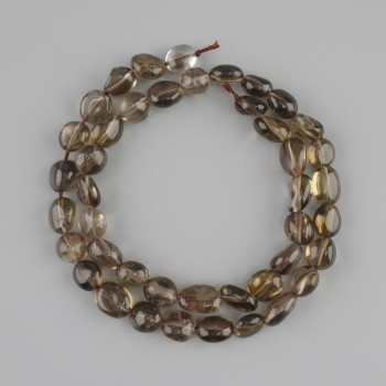 Koraliki topazu dymnego fasetowane, średnica 9,5–12×7–8 mm, długość 40 cm na nici