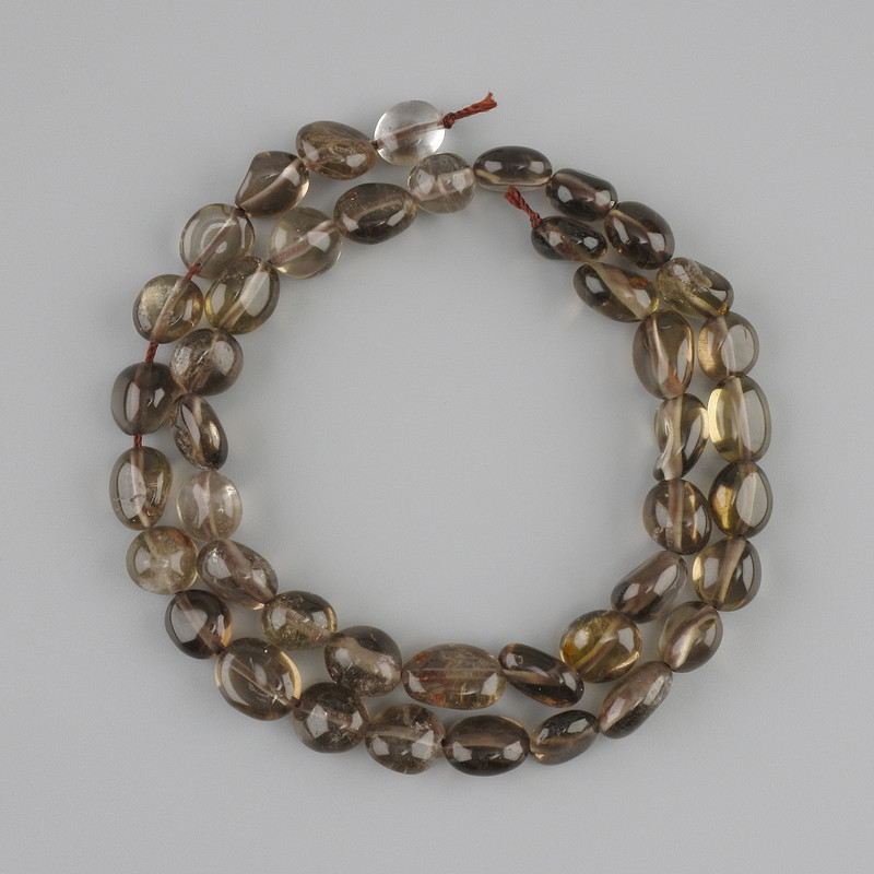 Koraliki topazu dymnego fasetowane, średnica 9,5–12×7–8 mm, długość 40 cm na nici