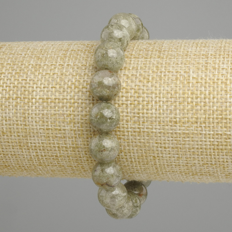 Bransoletka z zielonego apatytu — gładka kulka, średnica 11 mm, długość 18 cm, elastyczna