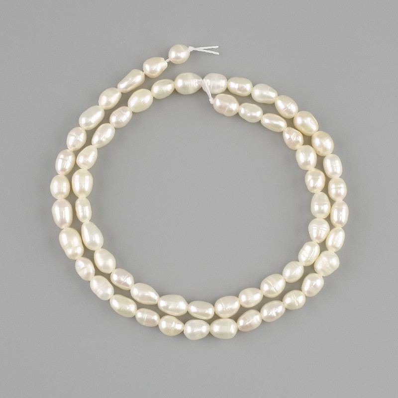 Koraliki z naturalnymi perłami rzecznymi 5-7×4-4, 5 mm ±, długość 34 cm ±