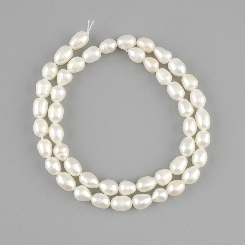 Perły rzeczne naturalne 7–8×5–6 mm, długość 34 cm ±