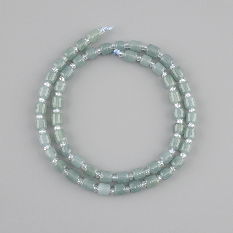 Koraliki jadeit cylindryczne, średnica 5–5,5 mm, koraliki 3 mm+, długość 39 cm
