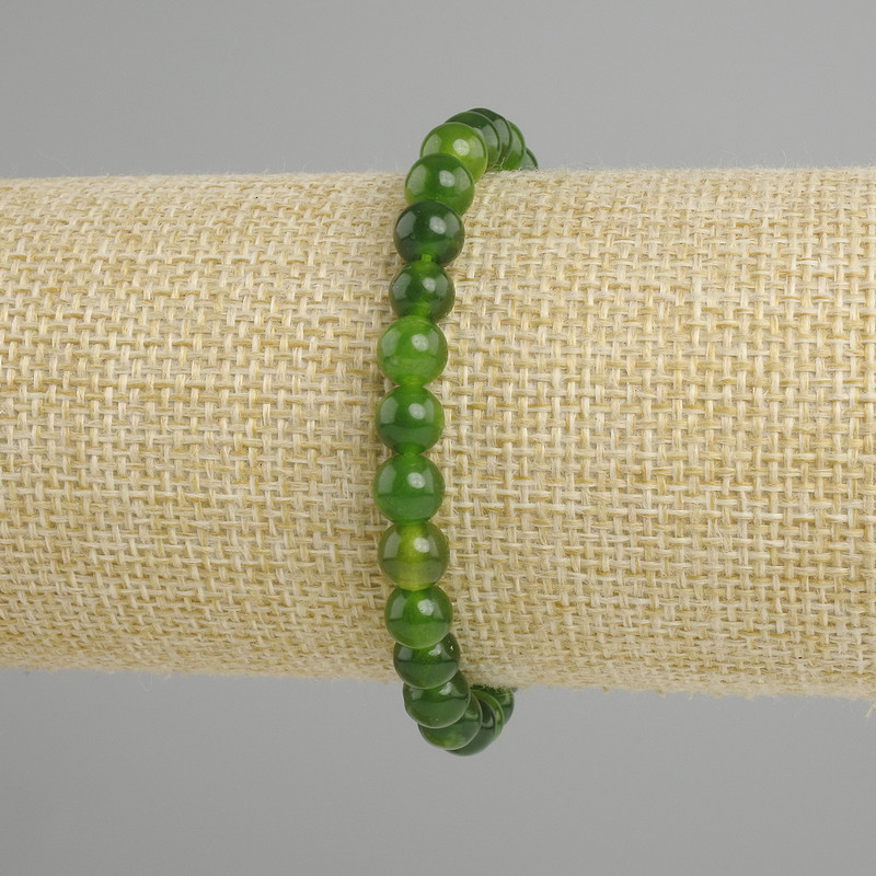 Bransoletka z jadeitu sztucznego, gładka kuleczka, średnica 6 mm, długość 18 cm, na elastycznej bazie