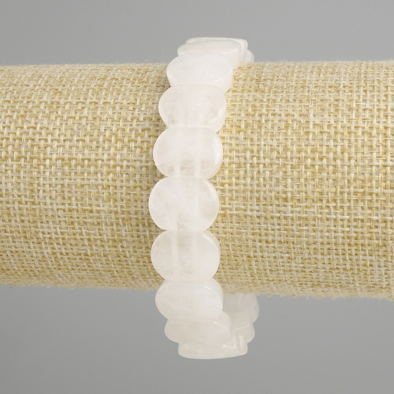 Bransoletka z górskiego kryształu — gładkie ogniwo, średnica 14×10 mm, długość 18 cm, elastyczna